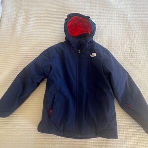 The North Face Kids Navy Ski and Snowboard Jacket with Red Interior